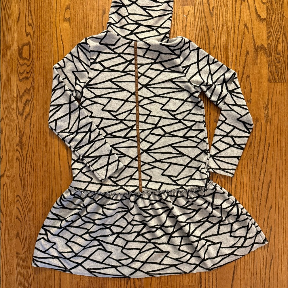 THML Turtleneck Dress - Black and Gray Geometric Pattern